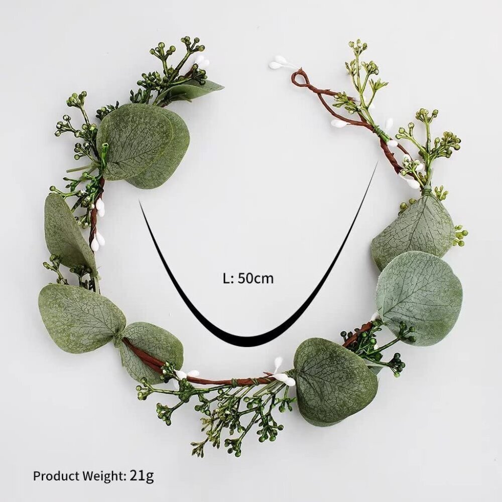 Flower Crown Greenery Boho Headband Wedding Hair Prop Floral Wreath - Picture 5 of 7
